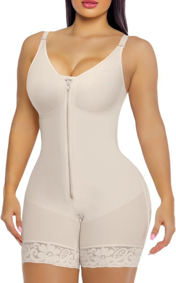 YIANNA Fajas Colombianas Postpartum Shapewear for Women Tummy Control Butt Lifter Body Shaper with Zipper Crotch