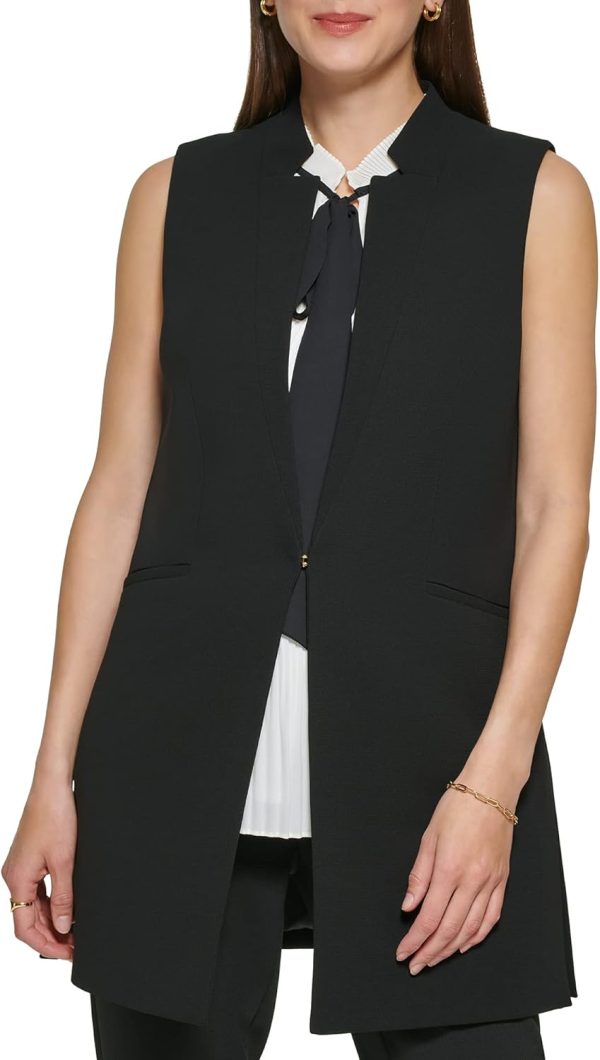 DKNY womens Open Front Suit Vest