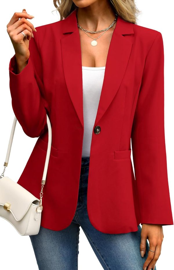 ELLEVEN Women's Blazer Business Casual Lightweight Suit - Long Sleeve Slim Fit Work Office Jacket with Pockets